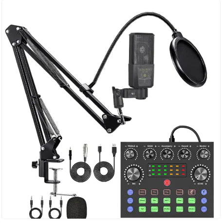 Professional Recording Microphone & Sound Card Set – Studio-Quality Mic Kit for Streaming, Podcasting, and Vocal Recording - KenTech Innovation Store