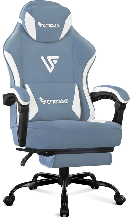 Vonesse Fabric Gaming Chair with Footrest & Massage Lumbar Support - KenTech Innovation Store