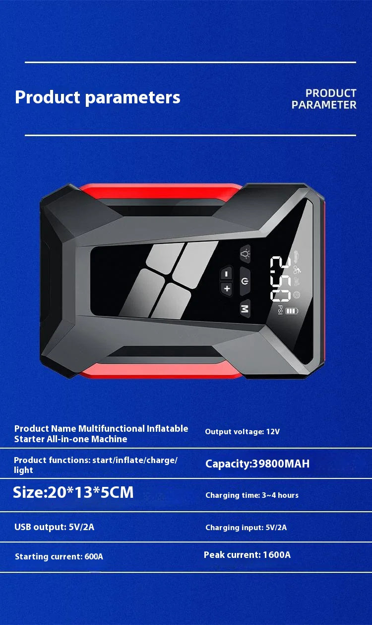 All-in-One 12V Emergency Car Power Bank & Inflatable Starter - KenTech Innovation Store