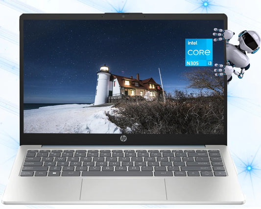 HP AI-Powered 14" Laptop – 32GB RAM, 1TB SSD + 128GB Portable SSD, Intel 8-Core CPU, Windows 11 Pro, USB-C, Wi-Fi 6, Copilot Ready – Ultra-Portable Blue Notebook + LE Bundle - KenTech Innovation Store