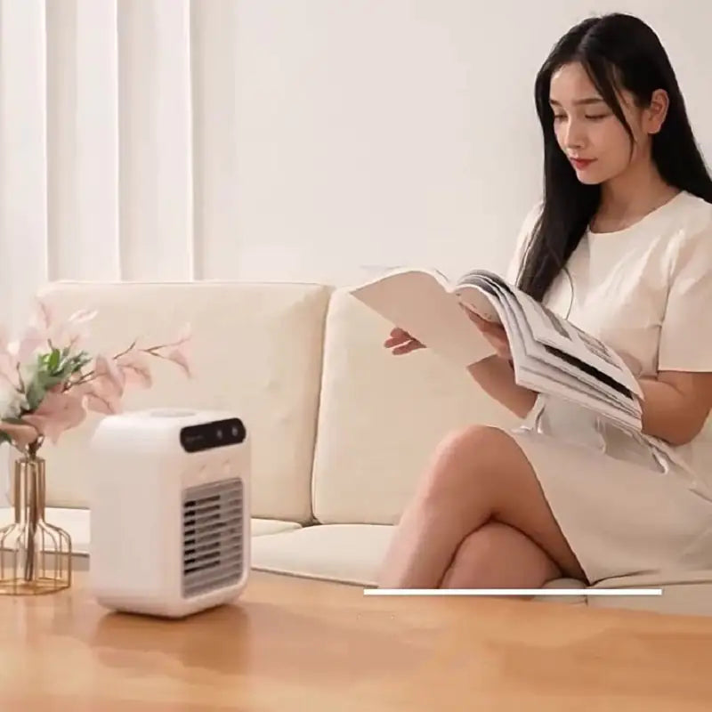 Portable Air Cooler Fan with Ice Water Cooling & Essential Oil Diffuser – USB Powered, Touchscreen Operation, for Home & Office Use - KenTech Innovation Store