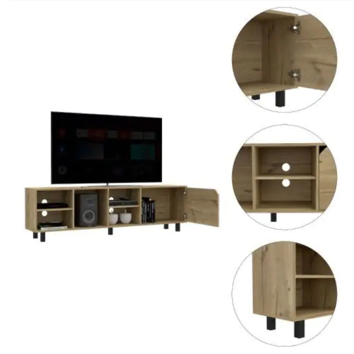 Valdivia 70" TV Stand – 4 Open Shelves & 5 Support Legs | Modern Media Console for Living Room - KenTech Innovation Store