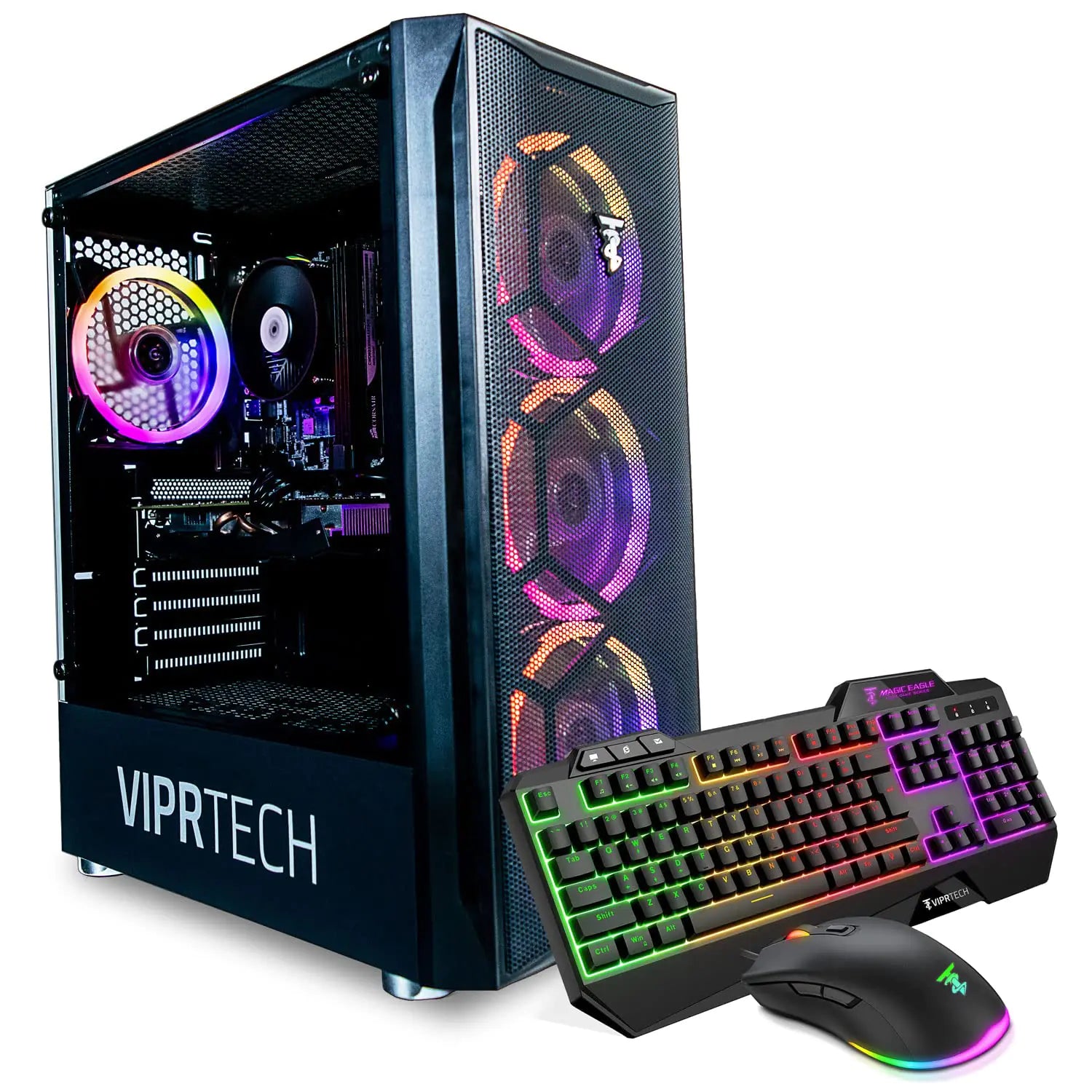 ViprTech Mutineer Gaming PC Desktop – Intel Core i7, Radeon RX 580, 16GB RAM, 512GB NVMe SSD, RGB, WiFi, Win 10 Pro – Black - KenTech Innovation Store