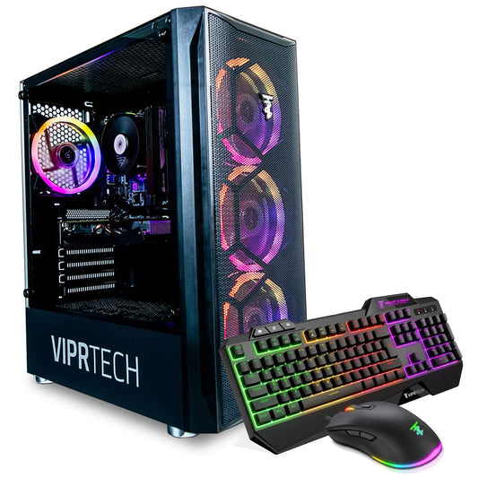 ViprTech Mutineer Gaming PC Desktop – Intel Core i7, Radeon RX 580, 16GB RAM, 512GB NVMe SSD, RGB, WiFi, Win 10 Pro – Black - KenTech Innovation Store