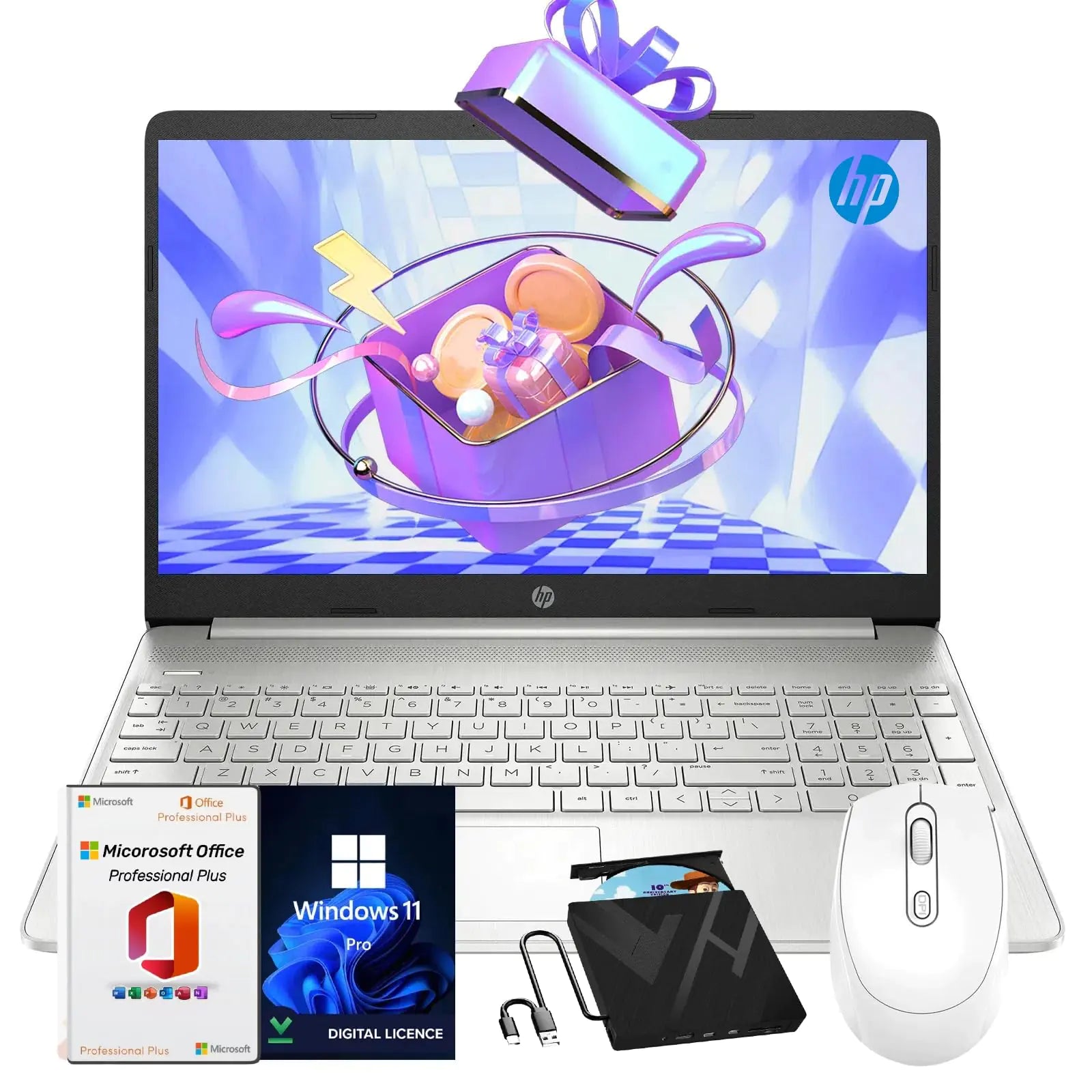 HP 15.6" Touchscreen Laptop - Intel Core i3-1215U, 16GB RAM, 512GB SSD, Windows 11 Pro, Microsoft Office, Long Battery Life - KenTech Innovation Store