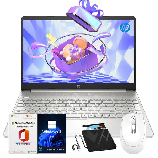 HP 15.6" Touchscreen Laptop - Intel Core i3-1215U, 16GB RAM, 512GB SSD, Windows 11 Pro, Microsoft Office, Long Battery Life - KenTech Innovation Store