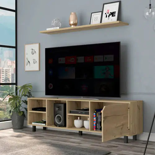 Valdivia 70" TV Stand – 4 Open Shelves & 5 Support Legs | Modern Media Console for Living Room - KenTech Innovation Store