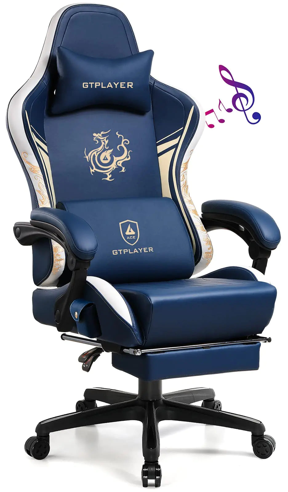GTPLAYER Dragon Series Gaming Chair with Bluetooth Speakers & Footrest - KenTech Innovation Store