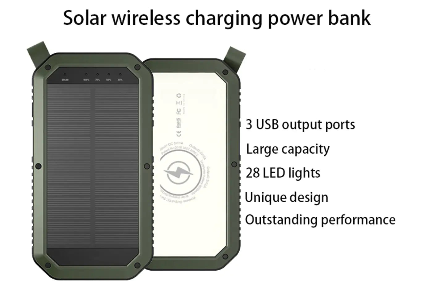 Sun Chaser Mini Solar Powered Wireless Phone Charger 10,000 mAh With LED Flood Light - KenTech Innovation Store