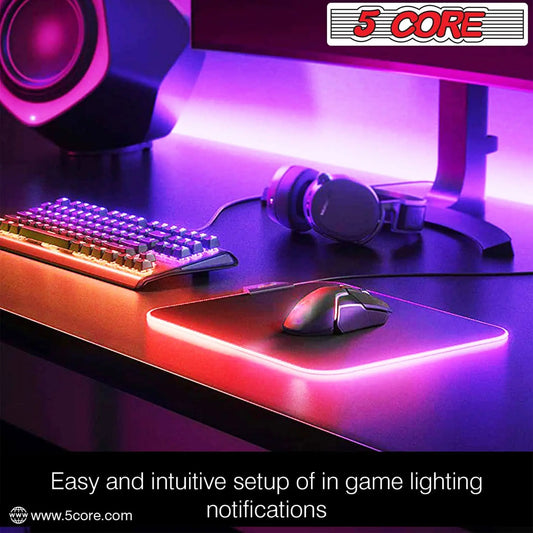 5Core RGB Gaming Mouse Pad – 12 Light Modes, Large Desk Mat with Non-Slip Rubber Base & Dual-Zone LED Lighting - KenTech Innovation Store