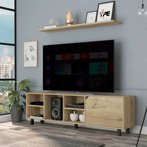 Valdivia 70" TV Stand – 4 Open Shelves & 5 Support Legs | Modern Media Console for Living Room - KenTech Innovation Store