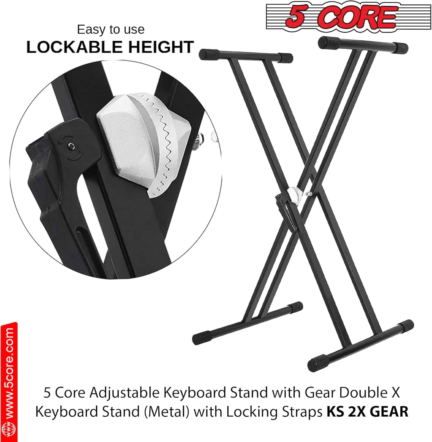 5Core Double X Keyboard Stand with Adjustable Piano Bench – Heavy-Duty Folding Piano Riser Seat Combo - KenTech Innovation Store