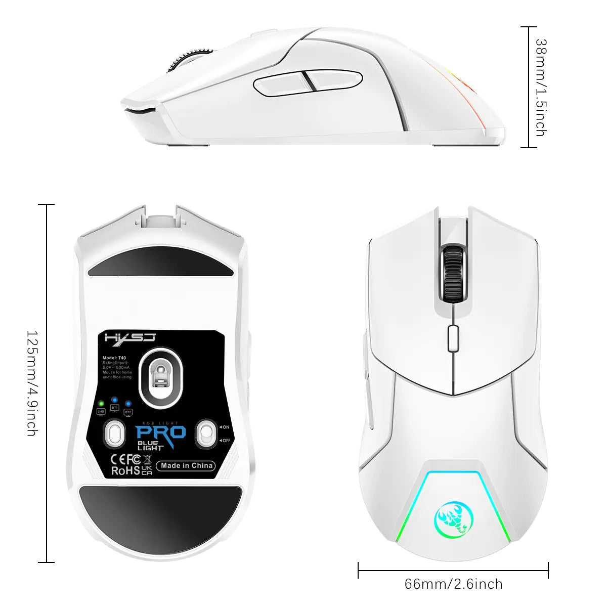 T40 Rechargeable 3-Mode Wireless Bluetooth Gaming Mouse - KenTech Innovation Store