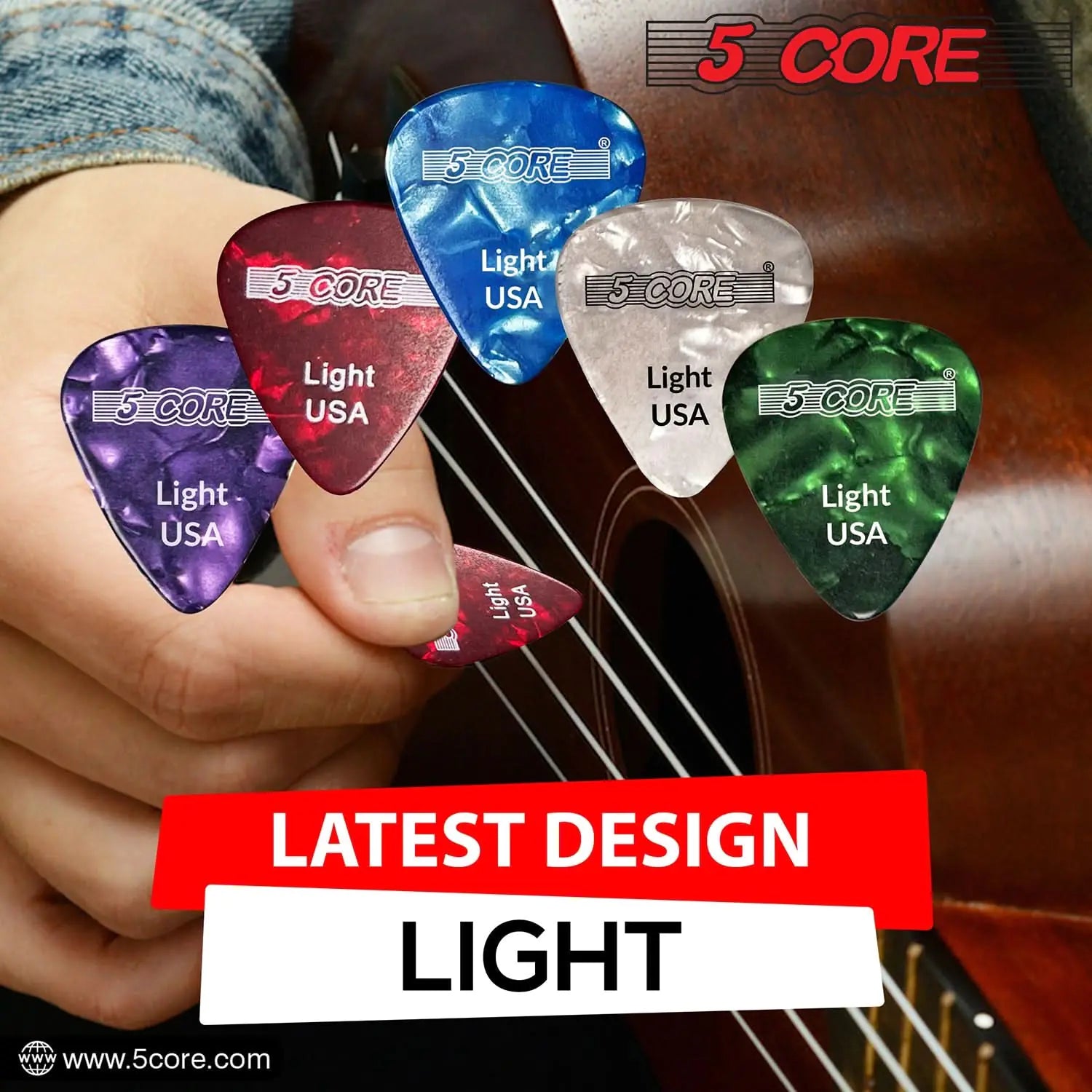 5Core Celluloid Guitar Picks – 0.46mm Light Gauge for Acoustic, Electric & Bass Guitars - KenTech Innovation Store