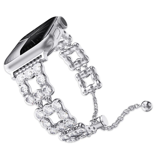Bling Rhinestone Apple Watch Band – Square Design Bracelet Strap for Women (Fits Series 1–9 & SE) - KenTech Innovation Store