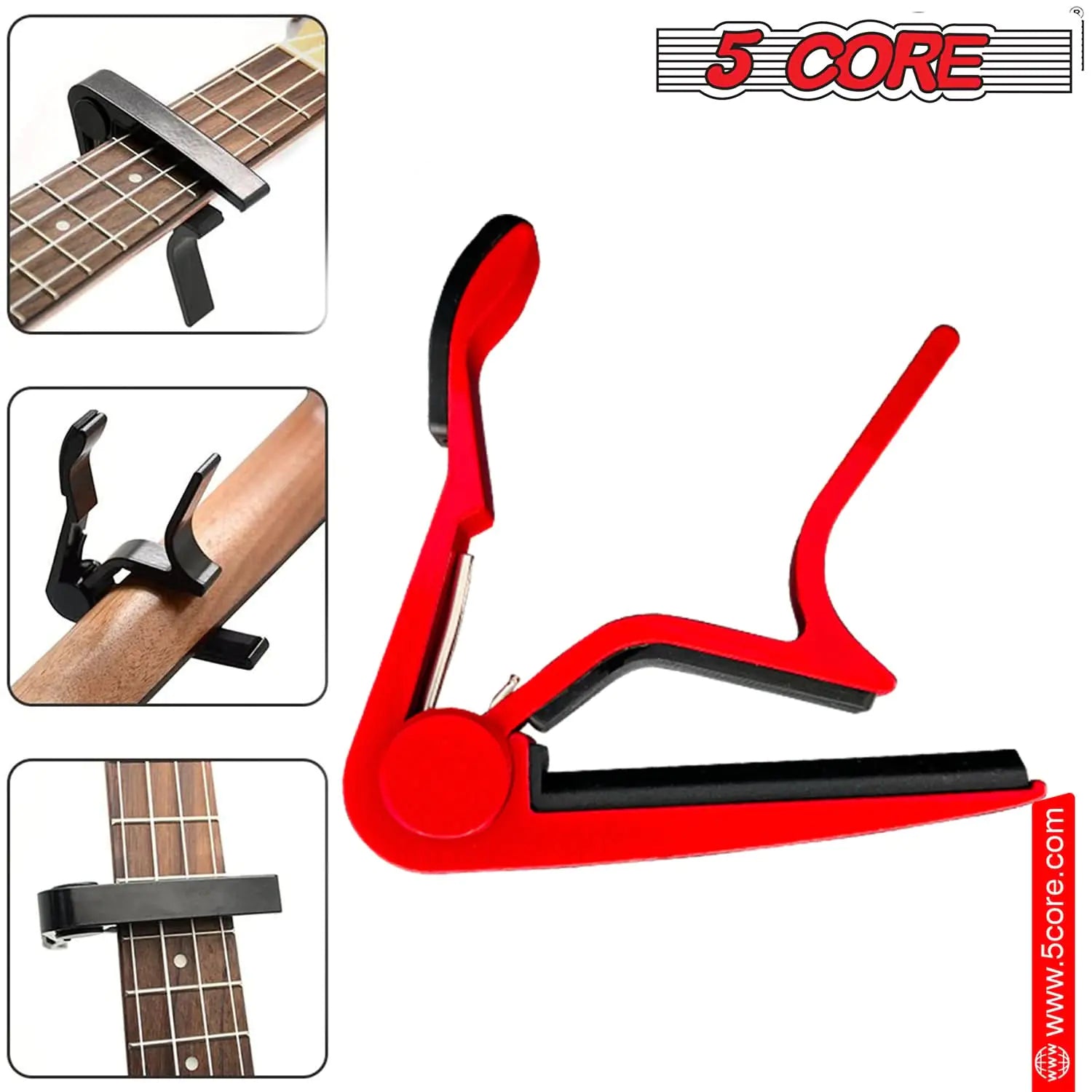5Core Guitar Capo – Quick Change Capo for Acoustic & Electric Guitars, Banjo, Ukulele, Mandolin – Red - KenTech Innovation Store
