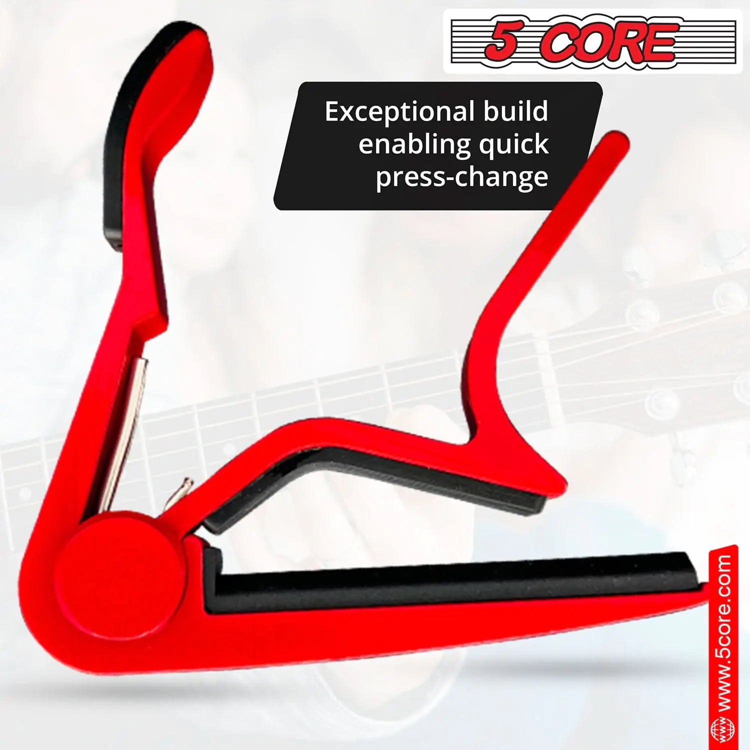 5Core Guitar Capo – Quick Change Capo for Acoustic & Electric Guitars, Banjo, Ukulele, Mandolin – Red - KenTech Innovation Store