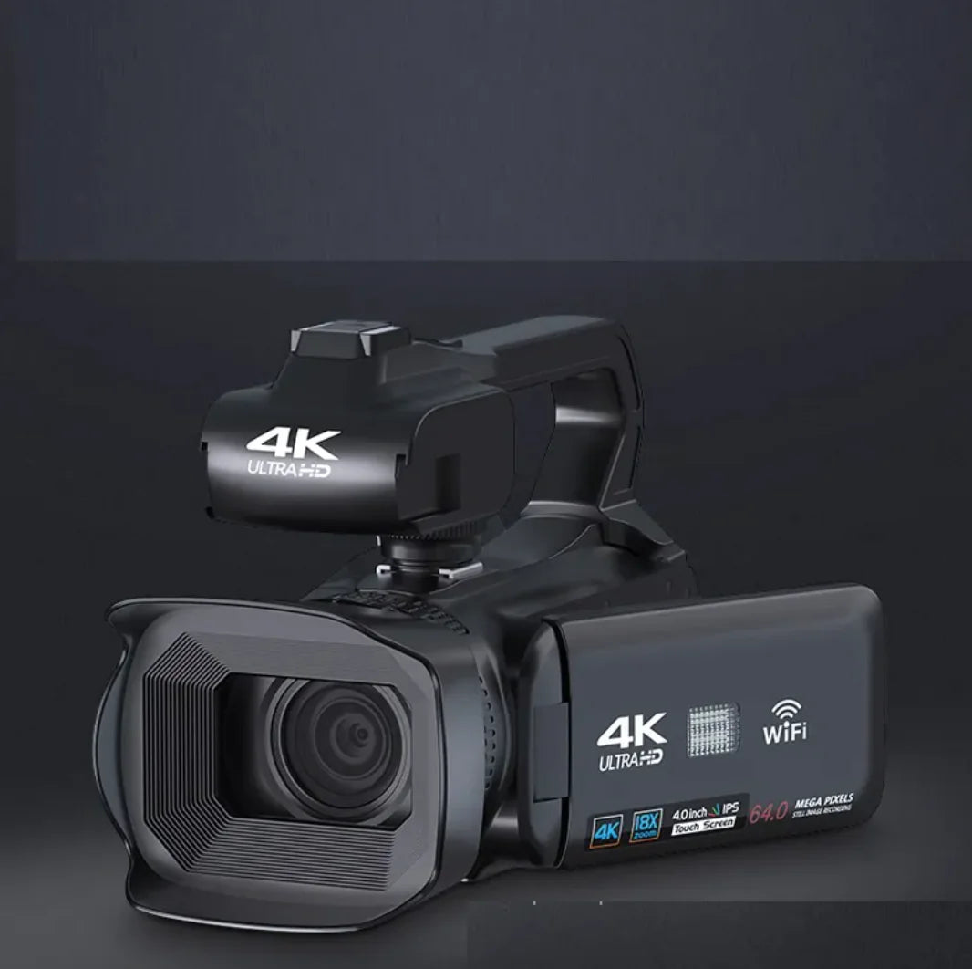 Handheld Professional Video Camera – 64MP Touchscreen Camcorder with Anti-Shake, 4” Display, HDMI Output - KenTech Innovation Store