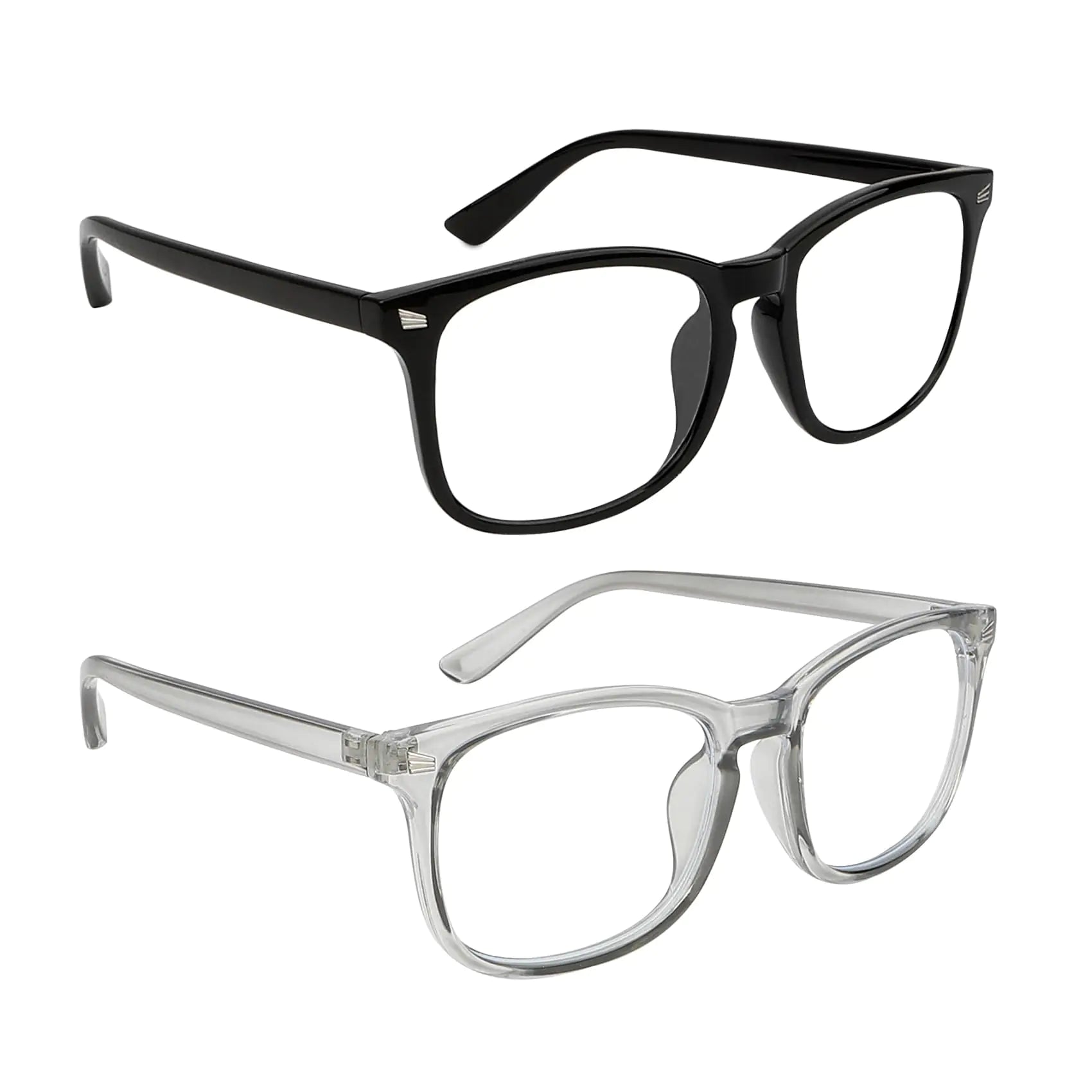 Hisxierng 2-Pack Blue Light Blocking Glasses - Anti-UV Computer Glasses for Eye Strain Relief (Grey & Black) - KenTech Innovation Store
