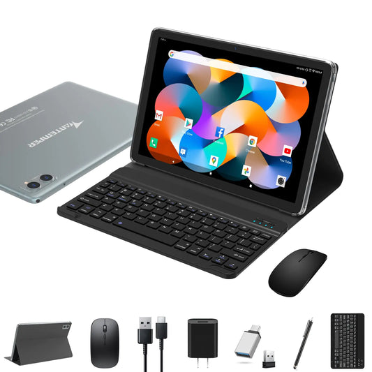 Tablet with Keyboard 128GB Android Tablet 10 Inch 8GB RAM+ 1TB Expansion 2-In-1 Tablet Octa-Core Processor 13+8MP Dual Camera 5G WIFI Tablet Bluetooth GPS W/ Foldable Case Mouse StylusGray - KenTech Innovation Store