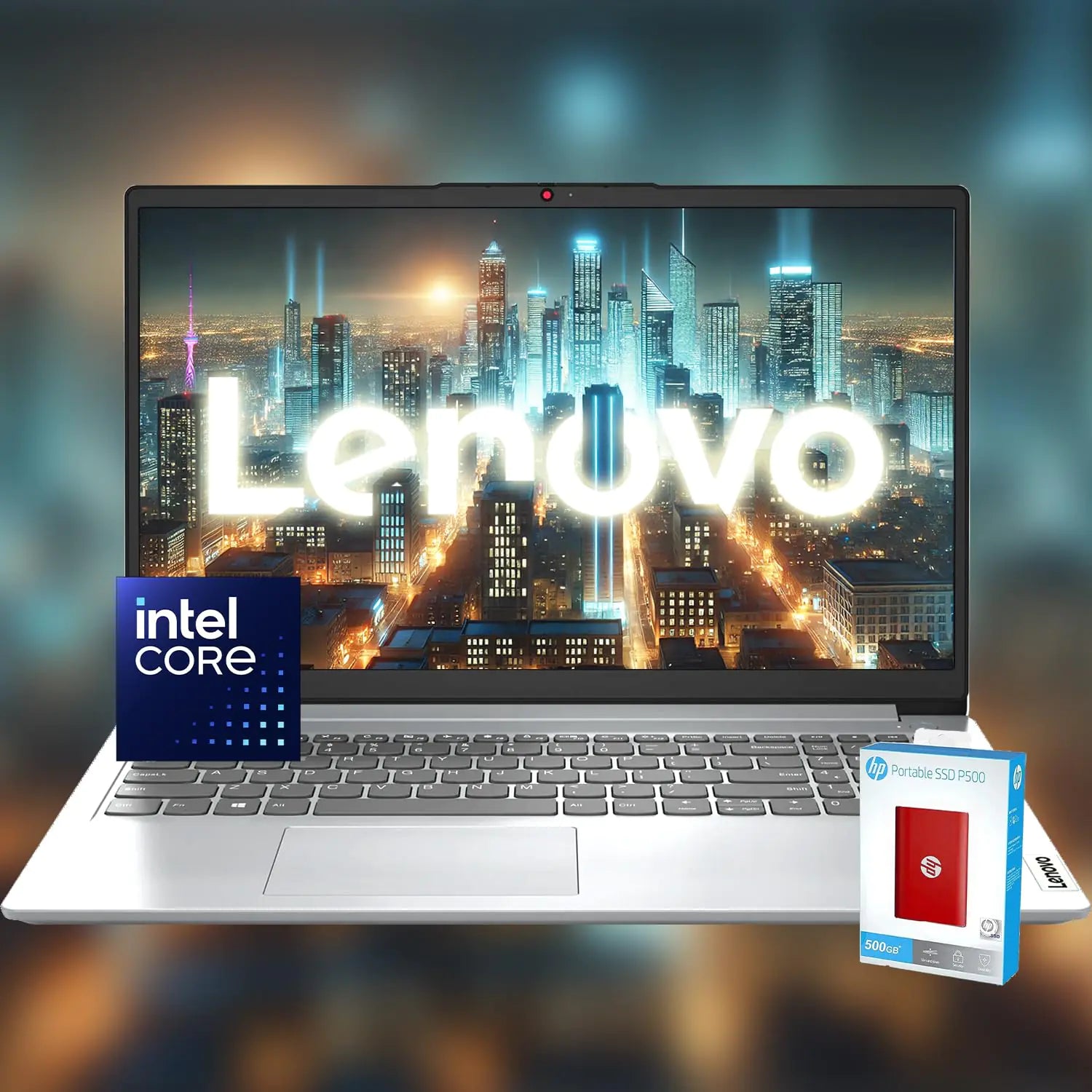 Lenovo Idea 15 Premium Series Laptop • Intel Core • 1 Year Office 365 w/ 1TB Cloud Storage • 8GB RAM • 640GB Storage (128GB SSD + 512GBHP P500 512GB External SSD) • Wi-Fi 6 • Windows 11 - KenTech Innovation Store