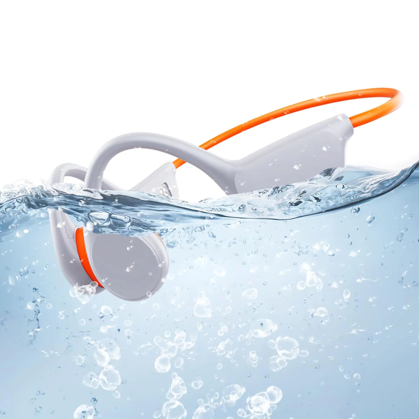 Atopskins IPX8 Waterproof Swimming Headphones – 32GB MP3 + Bluetooth 5.3 Bone Conduction Headphones for Swimming, Surfing, Sports – White - KenTech Innovation Store