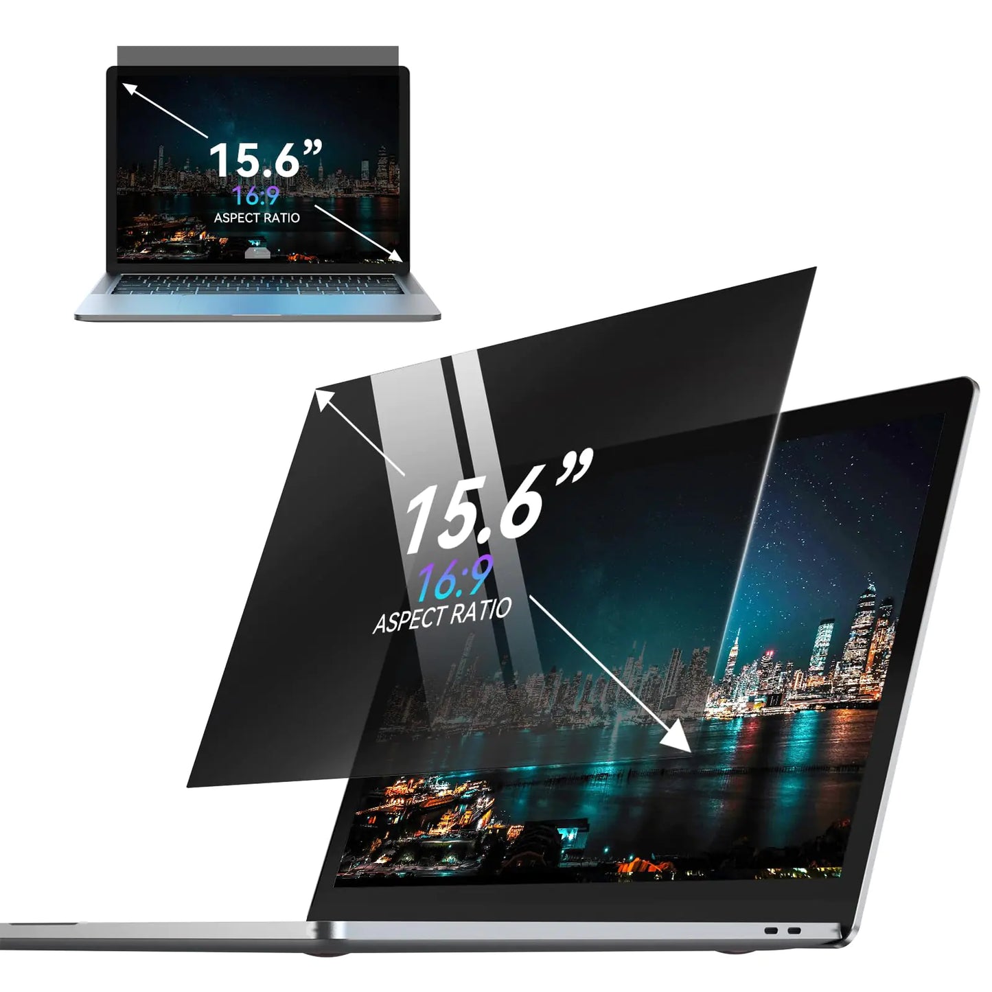 15.6-Inch Laptop Privacy Screen Filter – 16:9 Anti-Peeping Reversible Matte/Glossy Screen Protector, Blue Light Reduction, Easy Installation - KenTech Innovation Store