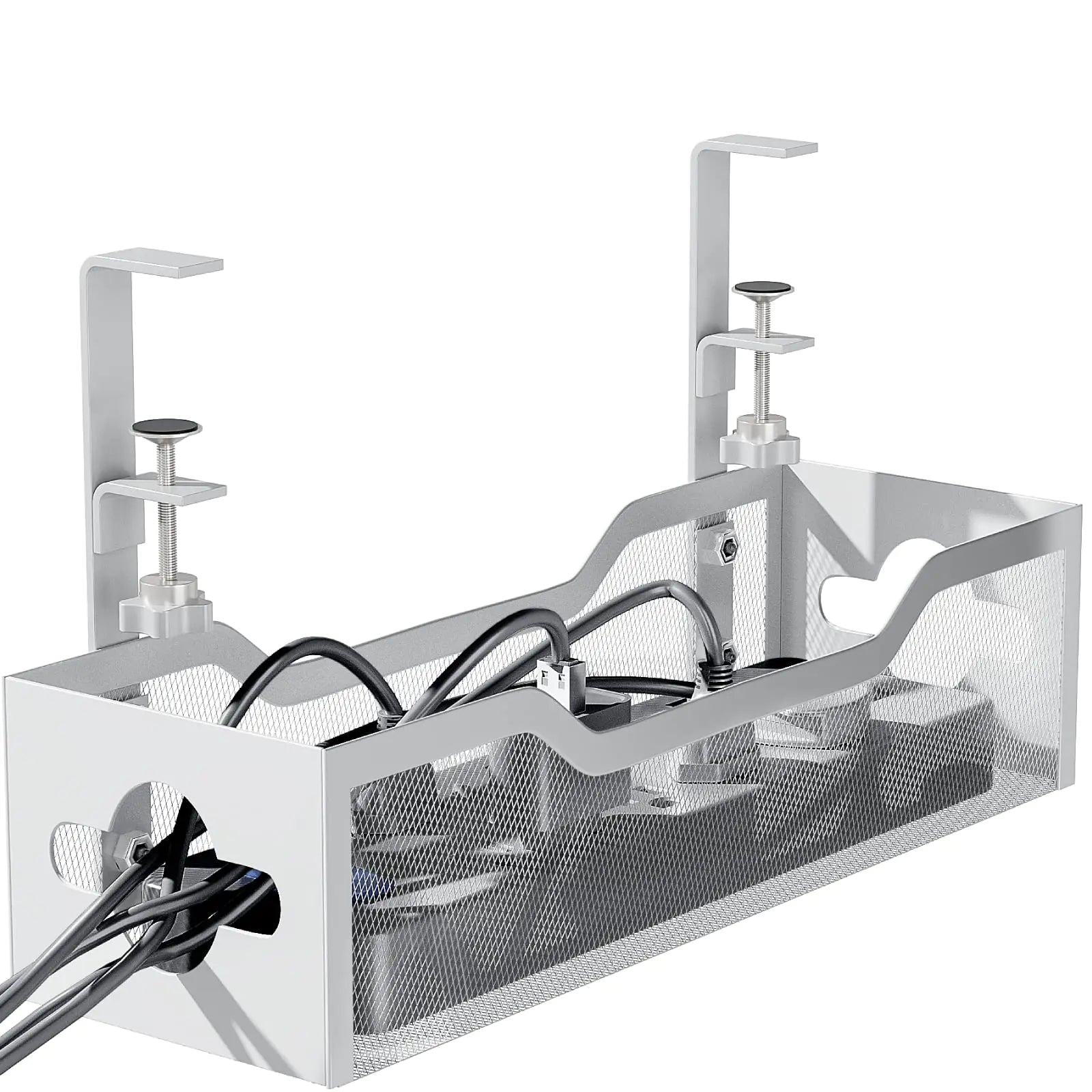 Quszmd Under Desk Cable Organizer Tray – 13.38" No-Drill Clip-On Wire Management Solution for Standing Desks & Tables, White - KenTech Innovation Store