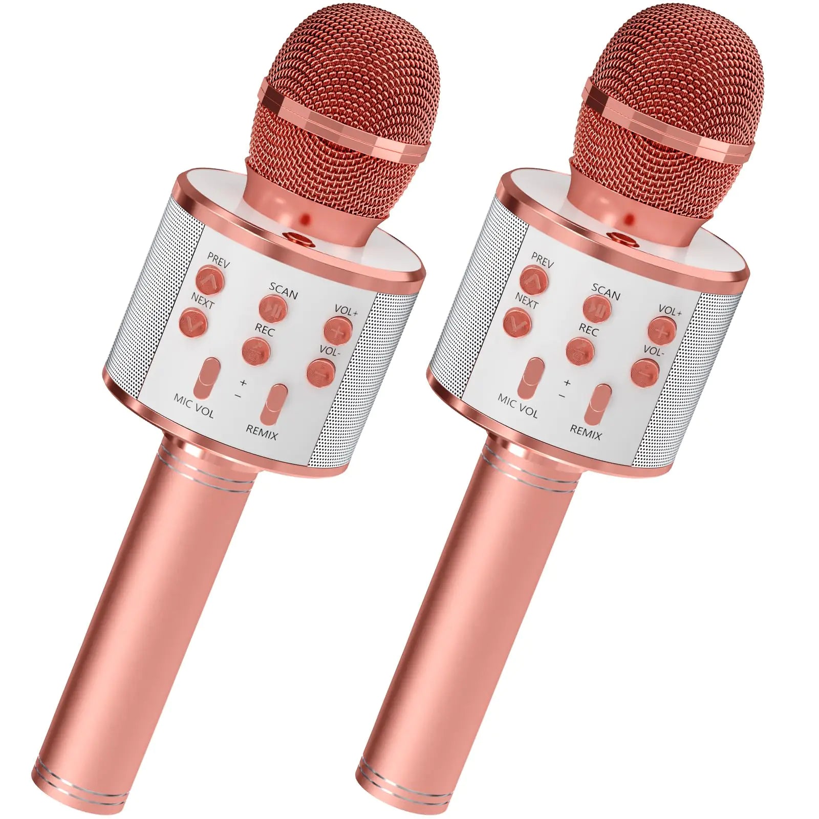 GIFTMIC 2-Pack Bluetooth Karaoke Microphones for Kids & Adults – Wireless Portable Microphones with Voice Changer, Speaker & Recorder (Rose Gold) - KenTech Innovation Store