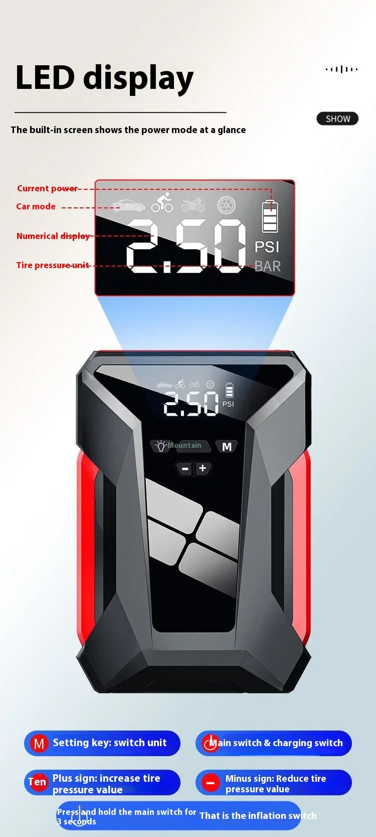 All-in-One 12V Emergency Car Power Bank & Inflatable Starter - KenTech Innovation Store