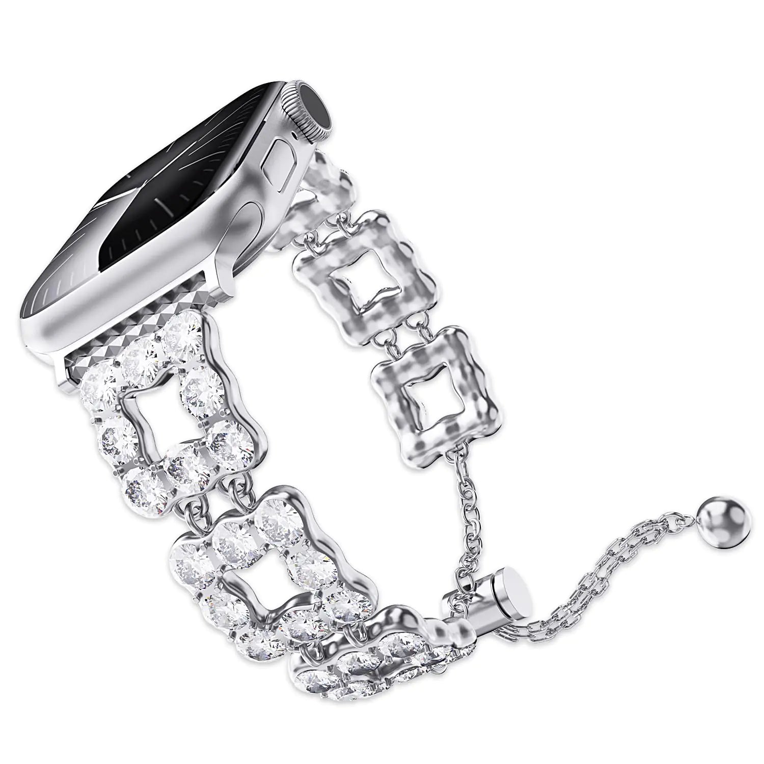 Bling Rhinestone Apple Watch Band – Square Design Bracelet Strap for Women (Fits Series 1–9 & SE) - KenTech Innovation Store