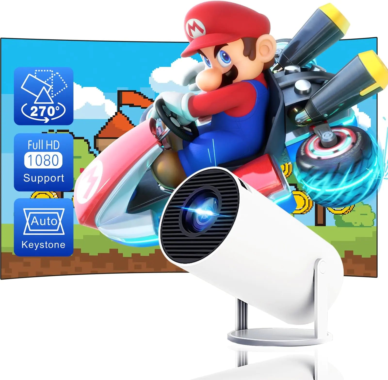 4K Mini Projector with Auto Keystone Correction – WiFi 6 & Bluetooth 5.0 Portable Home Theater Projector for Movies, Gaming, and Streaming - KenTech Innovation Store