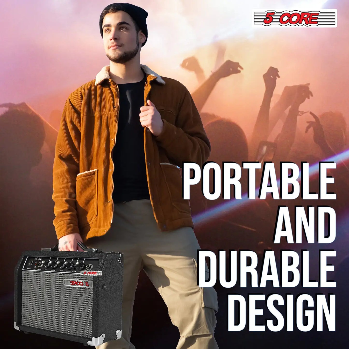 5 Core 20W Guitar Amplifier – Portable Practice Amp for Electric, Bass, and Acoustic Guitars – Black - KenTech Innovation Store