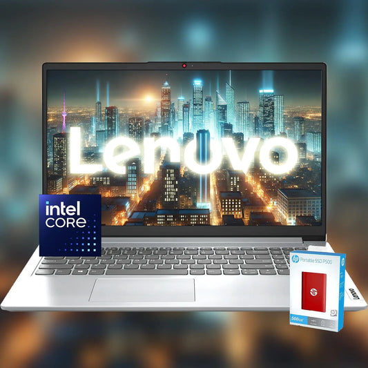 Lenovo Idea 15 Premium Series Laptop • Intel Core • 1 Year Office 365 w/ 1TB Cloud Storage • 8GB RAM • 640GB Storage (128GB SSD + 512GBHP P500 512GB External SSD) • Wi-Fi 6 • Windows 11 - KenTech Innovation Store