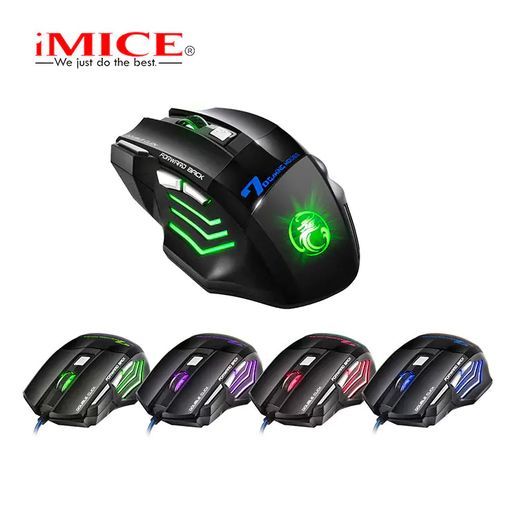 IMICE 7-Key Gaming Mouse with RGB Breathing Light - KenTech Innovation Store