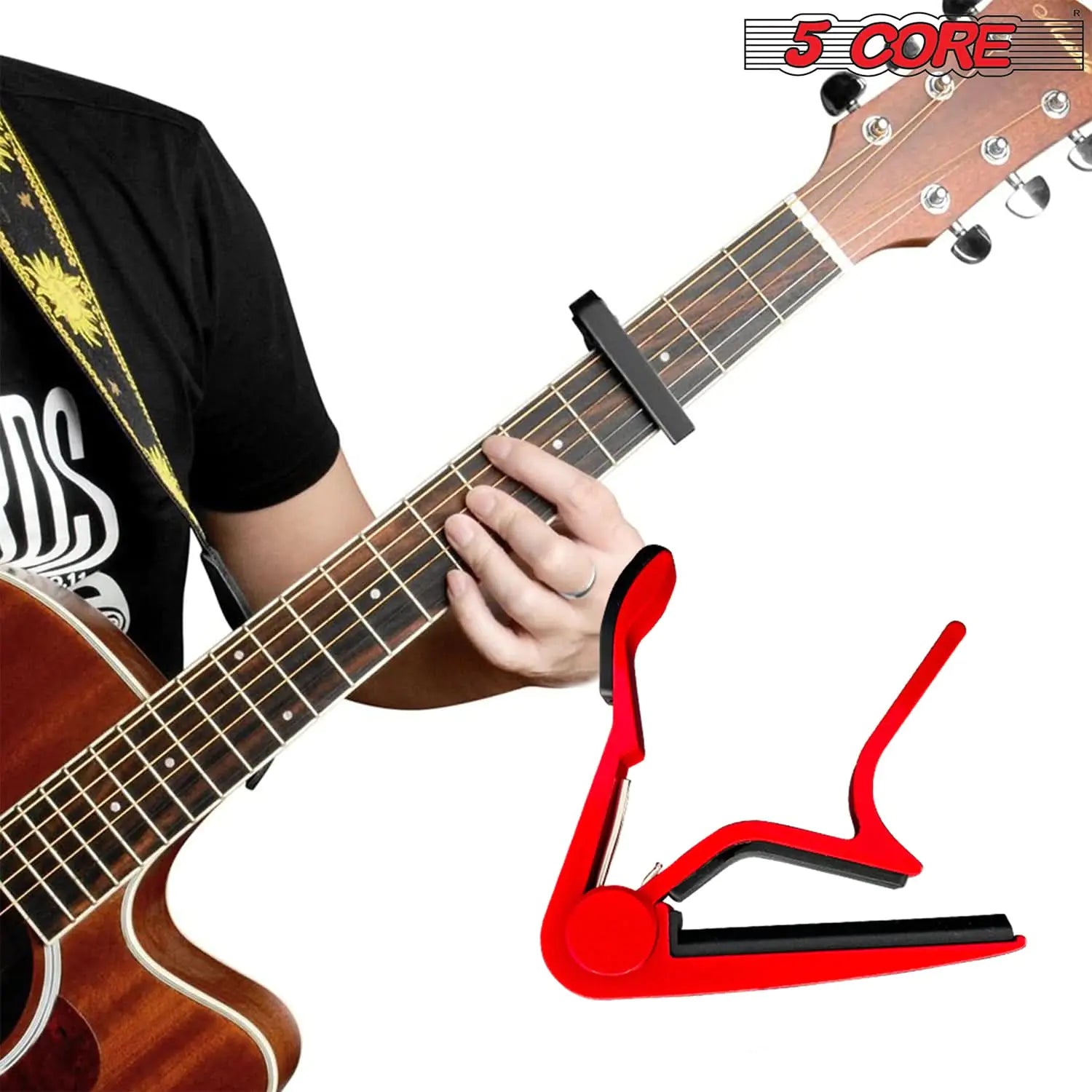 5Core Guitar Capo – Quick Change Capo for Acoustic & Electric Guitars, Banjo, Ukulele, Mandolin – Red - KenTech Innovation Store
