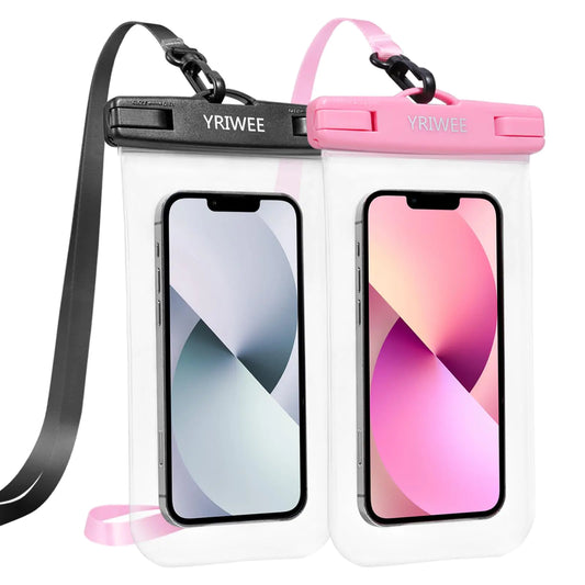 Waterproof Phone Pouch Universal IPX8 Cellphone Dry Bag Case Large Phone Protector for iPhone Samsung Galaxy Essentials for Outdoor Sports Beach Pool Swimming Up to 7" (2 Pack Black/Pink) - KenTech Innovation Store