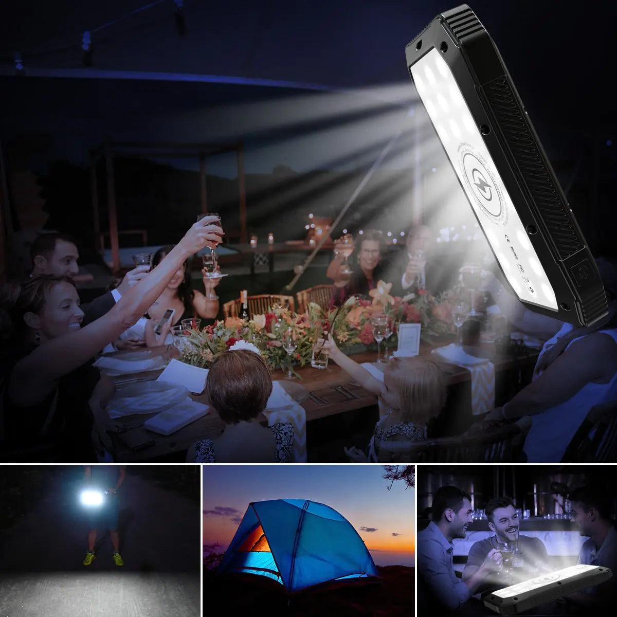 Sun Chaser Mini Solar Powered Wireless Phone Charger 10,000 mAh With LED Flood Light - KenTech Innovation Store