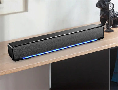 Desktop USB Soundbar with Subwoofer – 3.5mm Wired Compact Computer Speaker for PC, Laptop, Home Office (Black/White) - KenTech Innovation Store