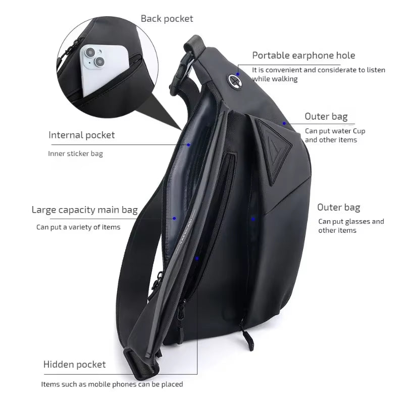 Anti-Theft Chest Bags Crossbody Bag for Men Messenger Bag Sling Shoulder Bag Mobile Phone Waterproof Bagpack Travel Sports Bags