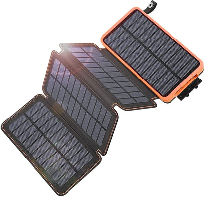 25000mAh Solar Charger Power Bank with 4 Foldable Panels – QC3.0 Fast Charging Waterproof Portable Battery Pack with Type-C Input/Output