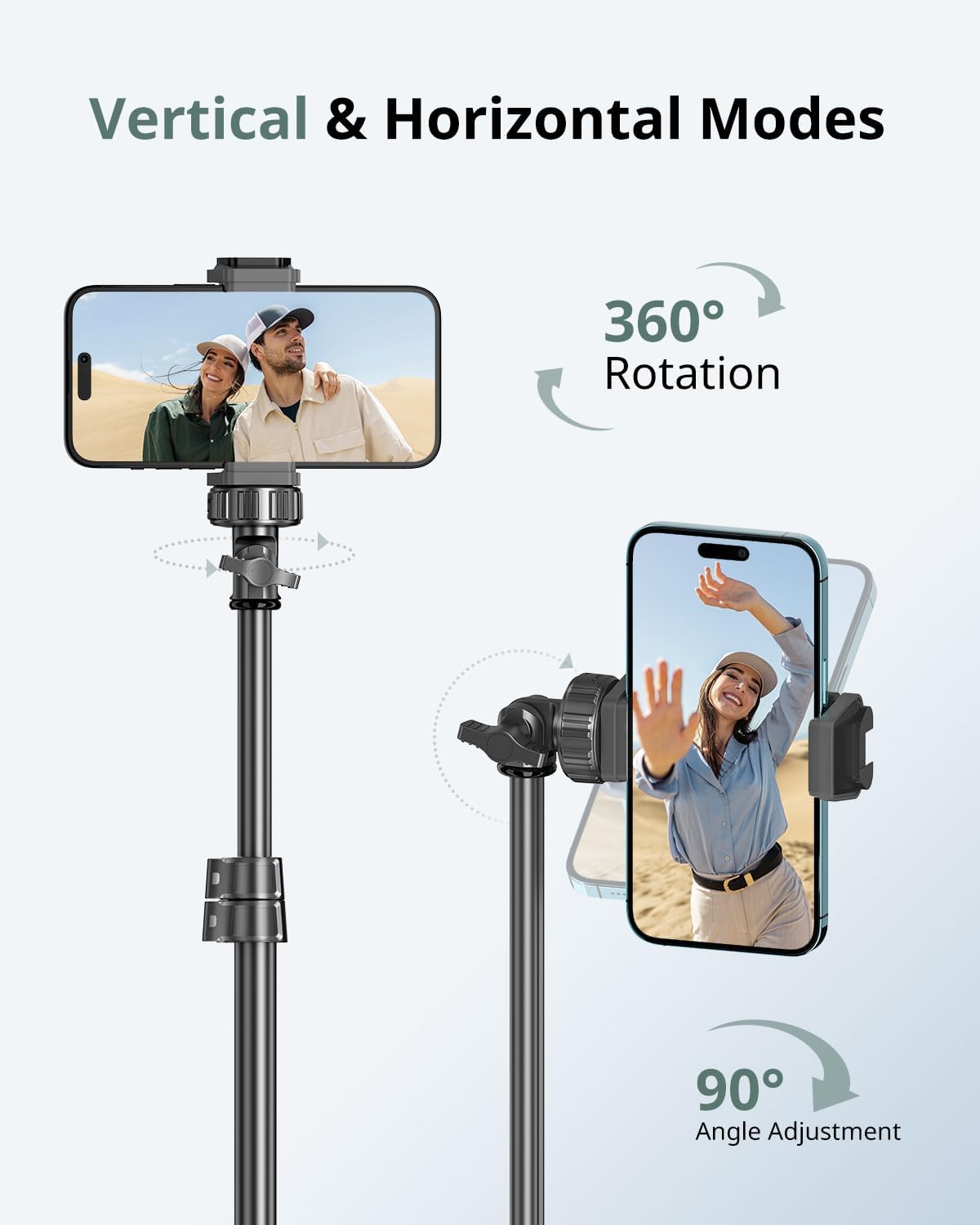 62" Phone Tripod & Selfie Stick – Extendable Cell Phone Tripod Stand with Wireless Remote | Compatible with iPhone, Android, Camera