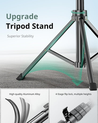 62" Phone Tripod & Selfie Stick – Extendable Cell Phone Tripod Stand with Wireless Remote | Compatible with iPhone, Android, Camera
