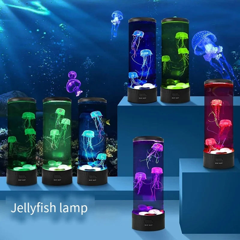 Jellyfish Lava Lamp Aquarium Ocean Night Lights 7Colors LED Jellyfish Mood Lights