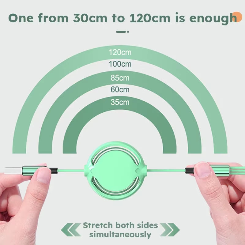 2 PCS 3 in 1 USB Cable Fast Charging Data Cord for Iphone Samsung Huawei Xiaomi Retractable Multi Port Multiple Charging Wire