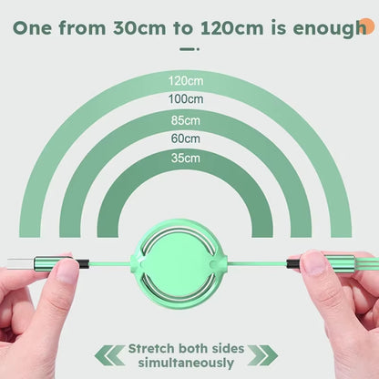 2 PCS 3 in 1 USB Cable Fast Charging Data Cord for Iphone Samsung Huawei Xiaomi Retractable Multi Port Multiple Charging Wire