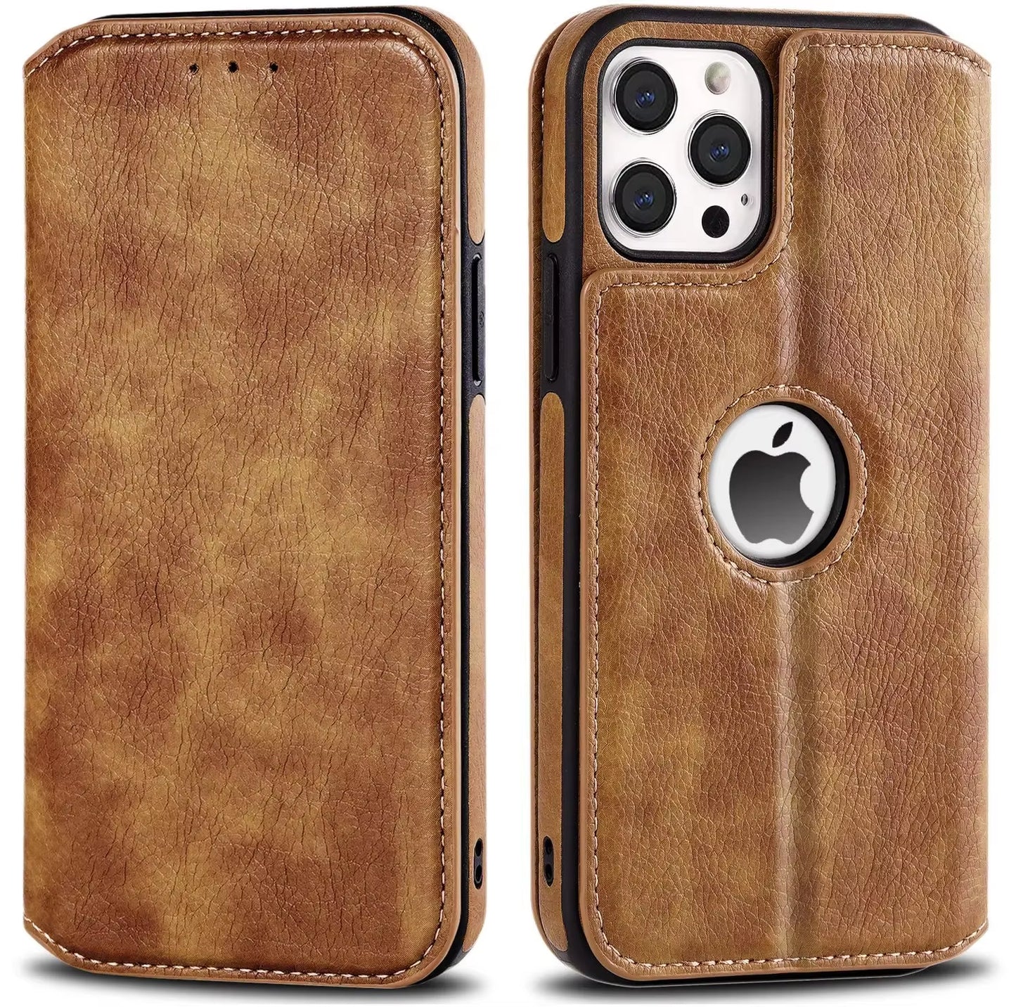 Leather Case for Iphone 16 15 14 13 12 11 Pro Max XS XR Wallet Case [RFID Blocking] Slim Magnetic Flip Cover with Card Holder