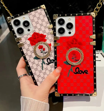 3D Rose Embroidered iPhone Cases Compatible with Apple for IPhone XR to IPhone 14