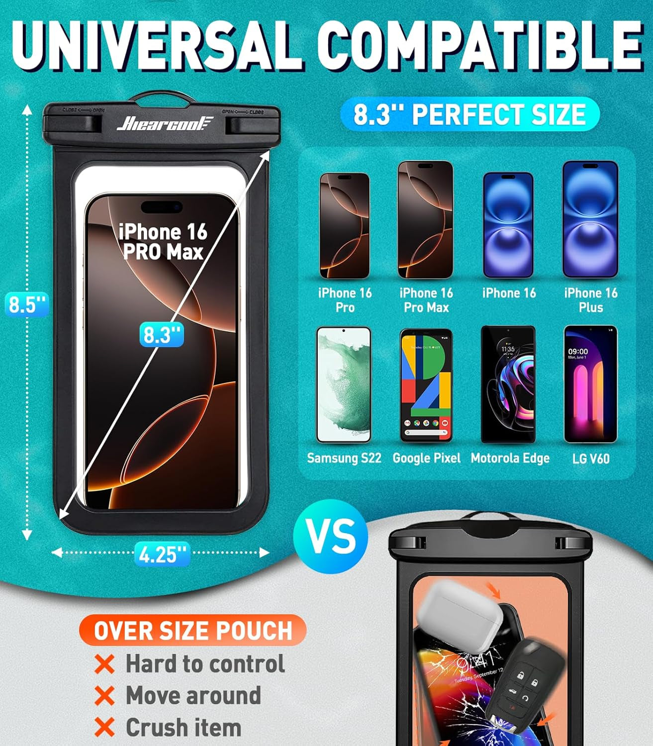 Waterproof Phone Pouch – IPX8 Certified Dry Bag with Touchscreen Access & Adjustable Lanyard | Beach, Swimming, Snorkeling, Cruise Essentials