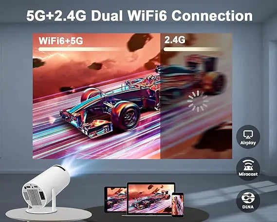 4K Mini Projector with Auto Keystone Correction – WiFi 6 & Bluetooth 5.0 Portable Home Theater Projector for Movies, Gaming, and Streaming